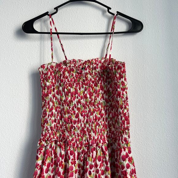 J Crew Smocked Maxi Dress In Raspberry Print Small Red - Picture 8 of 13